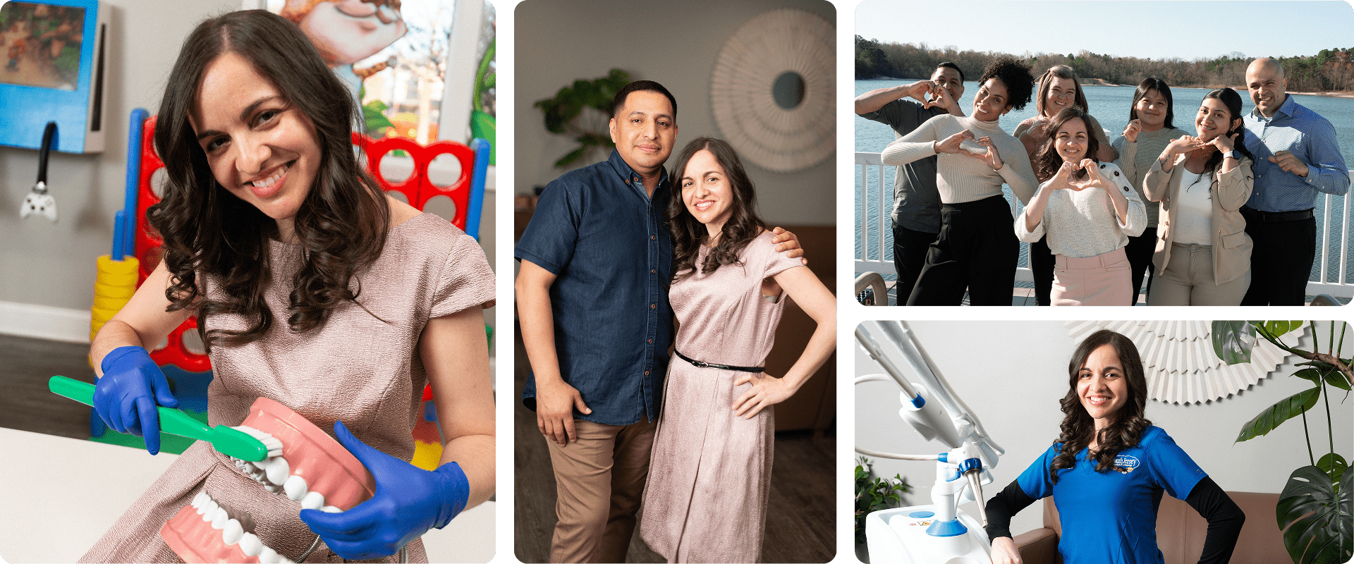 Collage of a South Jersey Pediatrics - dentist and a team are smiling and having a good time